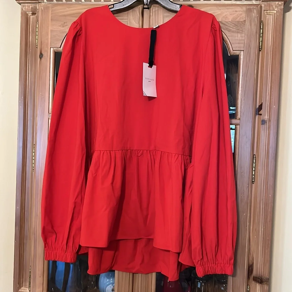 Red Carlota Peplum Blouse POMANDER PLACE